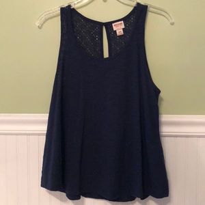 Medium navy blue tank with lace in the back